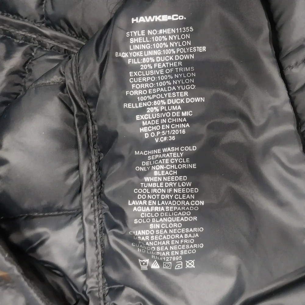 Hawke & Co Mens Down Shirt Jacket Performance Quilted HEN1135S XXL Black